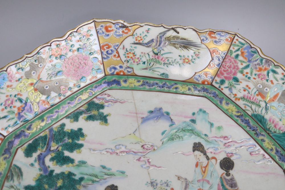 A Japanese famille rose charger, 46cm sq.